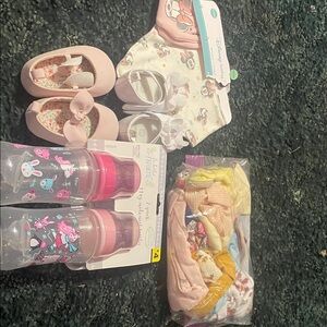 Chic Pink and White Bunny Bib Set